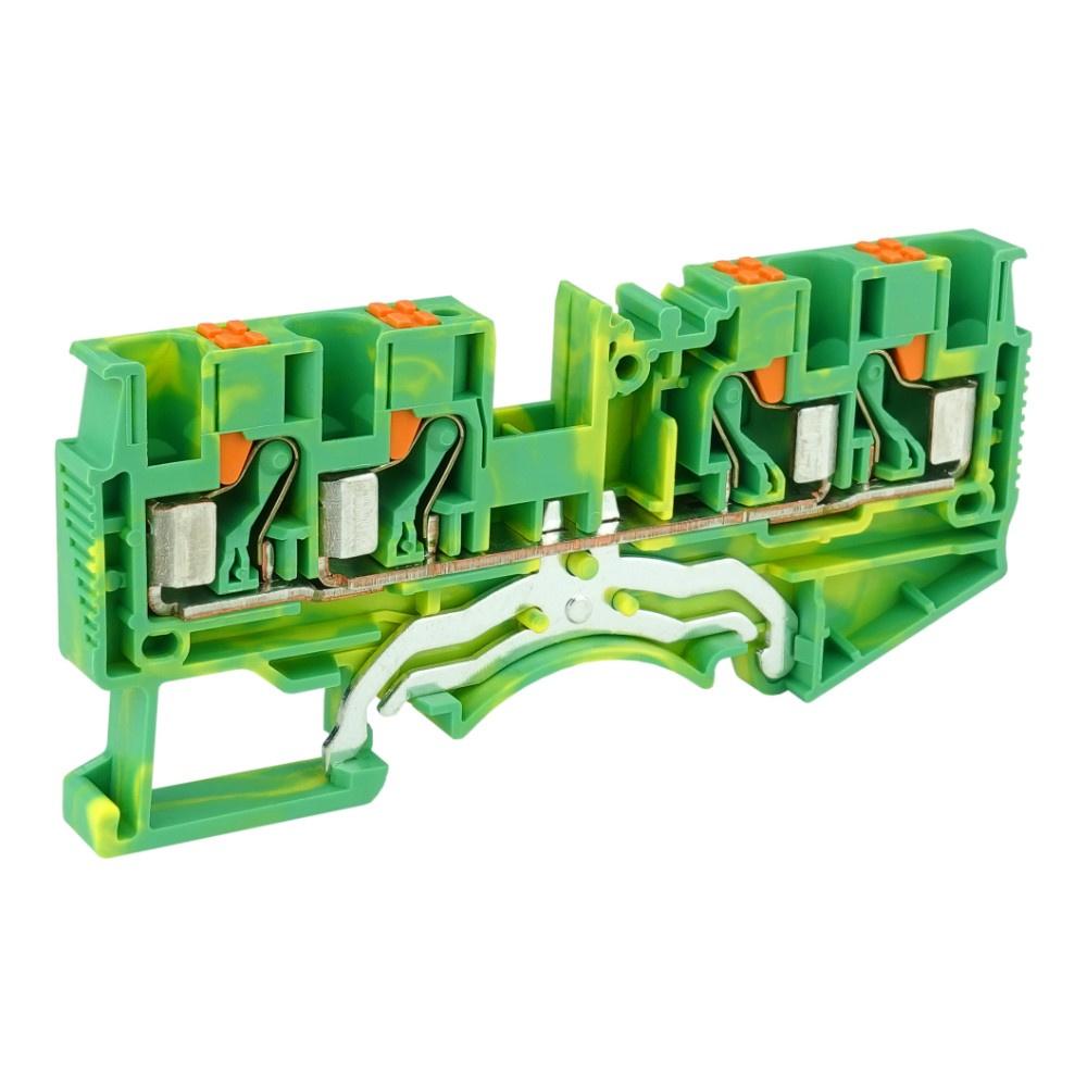 4mm² 1P 4-Wire Spring Terminal Block Yellow-Green PE