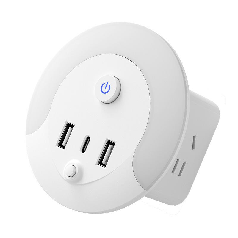 Multifunktionaler USB Smart Voice Cube: Kabelloses Nachtlicht & Steckdosenleiste für Zuhause oder Büro