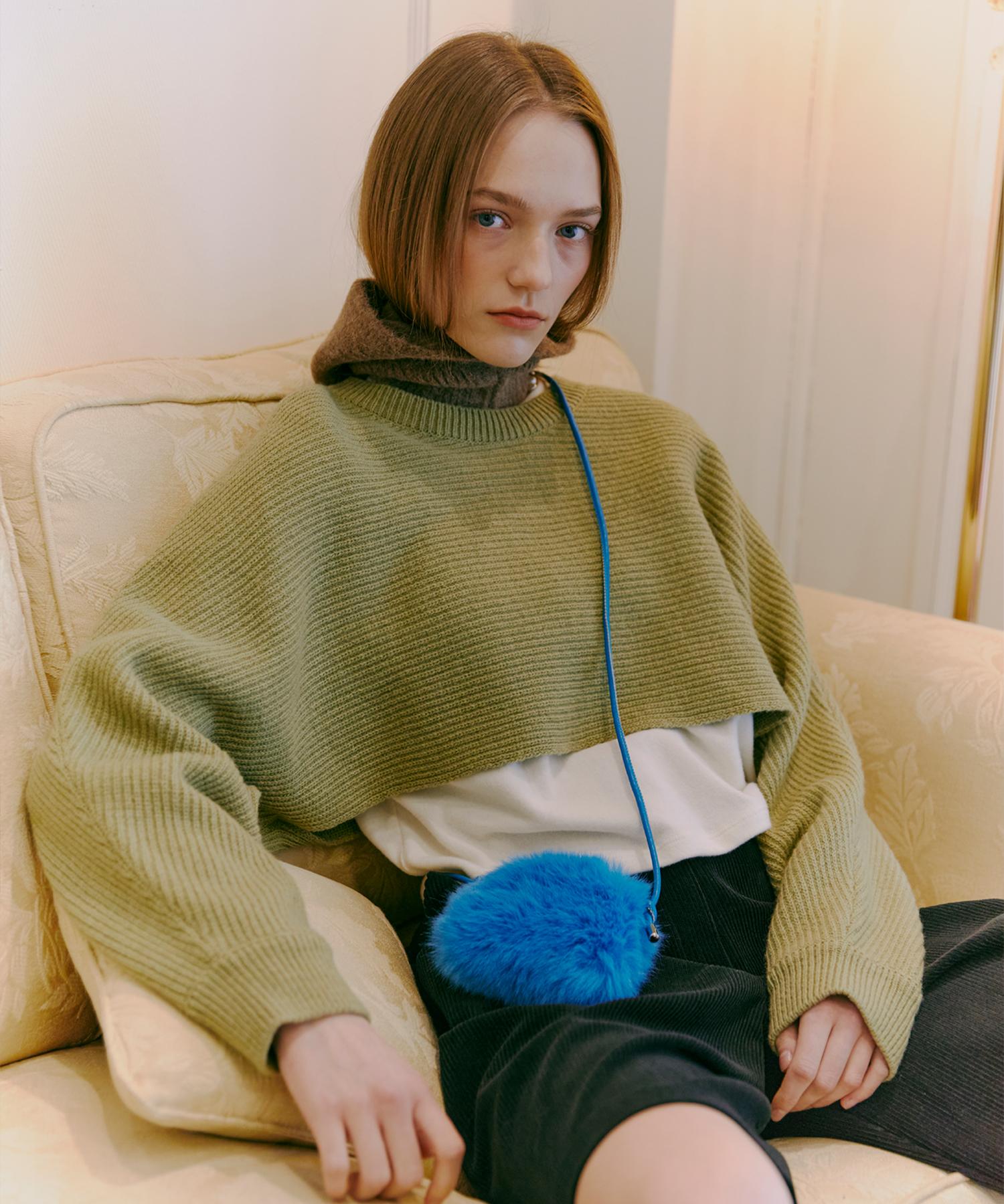 Etmont Round Crop Knit Top Olive Green Olive Green/Free