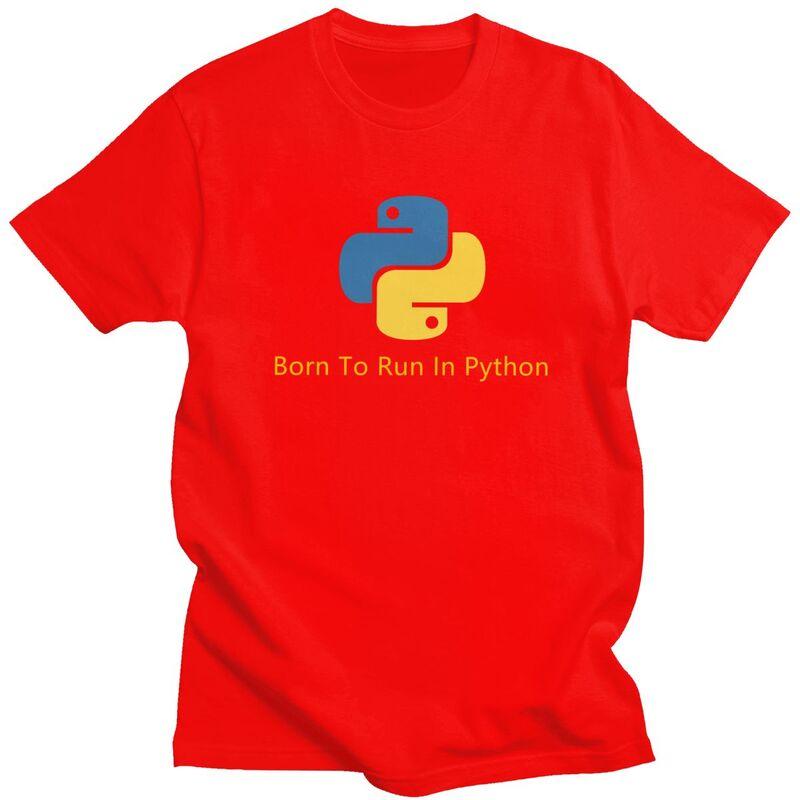 Custom Born To Run In Python Tshirt for Men Short Sleeves Casual T Shirt Programmer Computer Developer Tshirt 100 Cotton Tee
