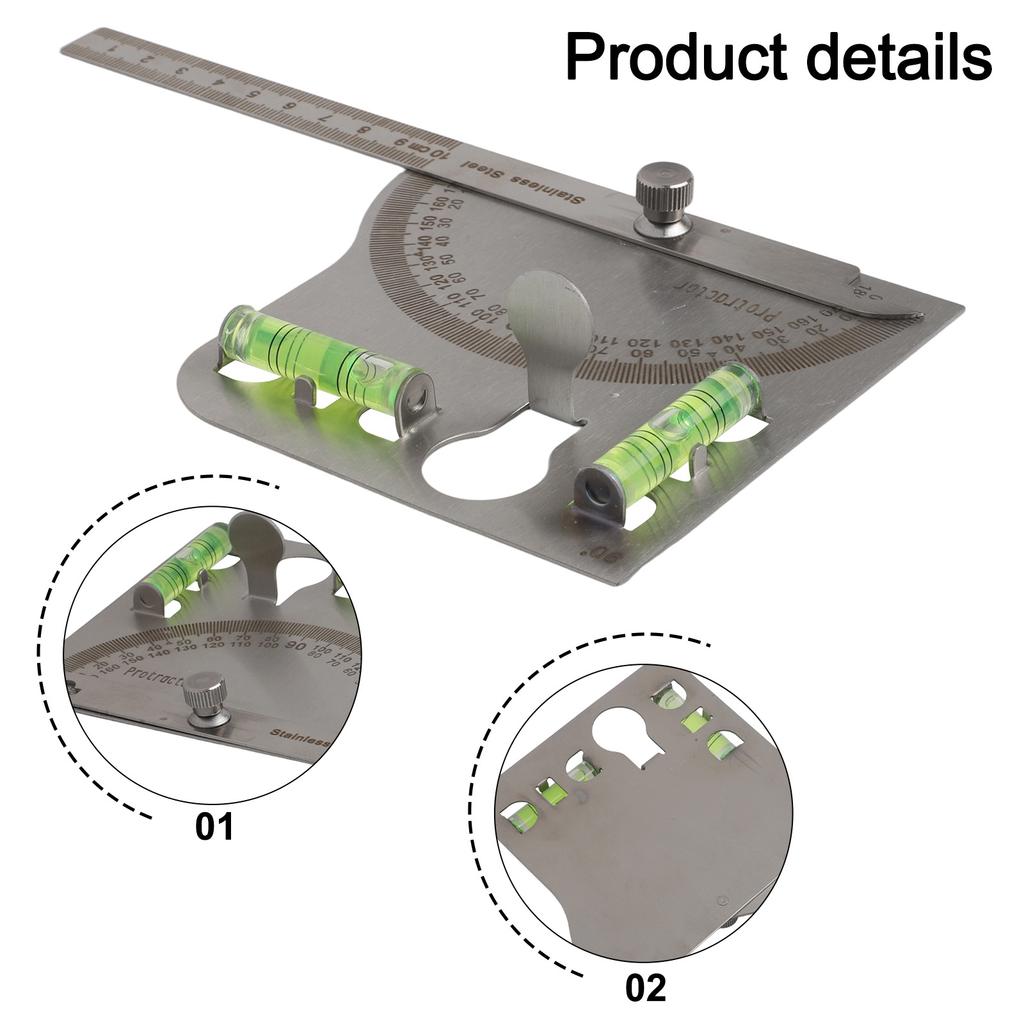 Angle Ruler Protractor Measuring Tools Woodworking Multi-Function Angle Gauge Stainless Steel Industrial Dividing Rule
