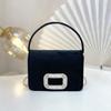 Velvet Mini Square Handbag With Rhinestone Embellishment Chain Strap Crossbody Bag Evening Party Daily Wear