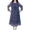 Spring Floral Long Sleeve Chiffon Dress for Middle-Aged Mothers