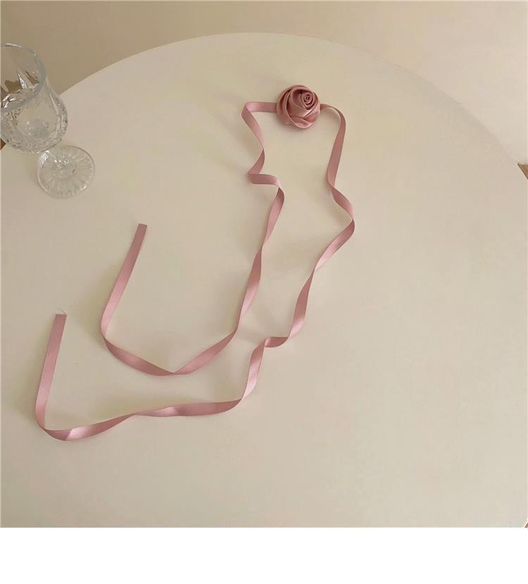 

Ожерелье из атласной ленты с цветочным узором в виде розы - сказочное французское плетеное украшение в стиле ретро, универсальное в качестве ожерелья на запястье. розовый