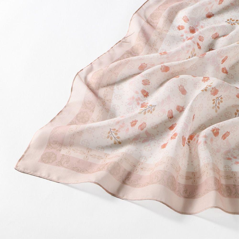 Square Shape Floral Printed Scarf Breathable 110cm Size Voile Scarf Malaysia Style Versatile Handkerchief Foulard Muslim Women