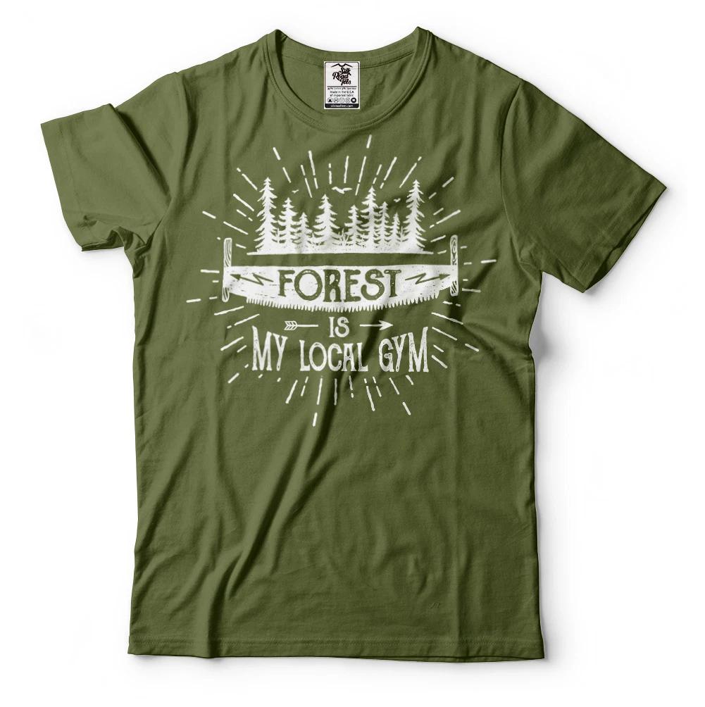 Forest Local Gym lumberjack Funny T-shirt Gift for Him Tee Shirt S