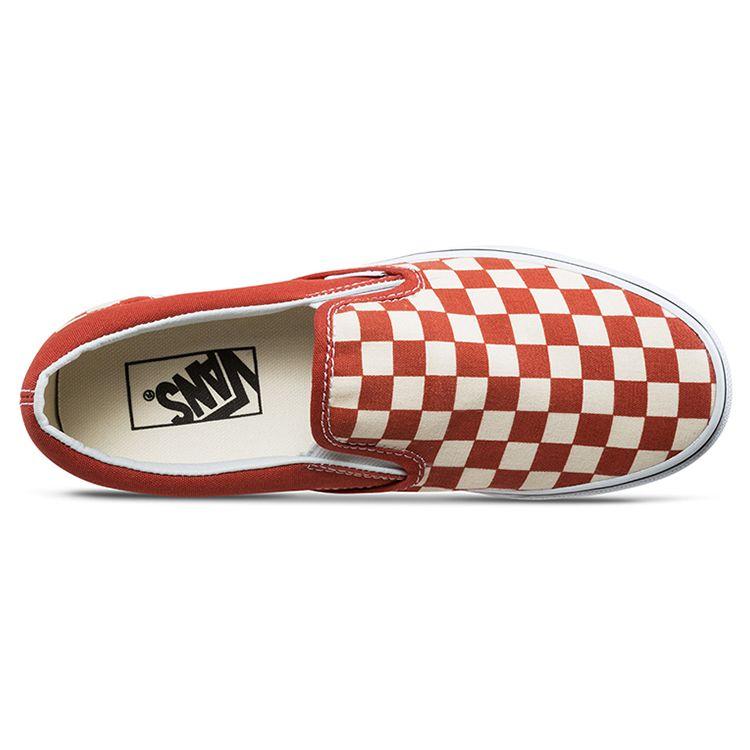 Vans Classic Slip-On Durable Non-Slip Low-Top Casual Skate Shoes Red And White Checkerboard Women Sneakers VN0A38F7ULL