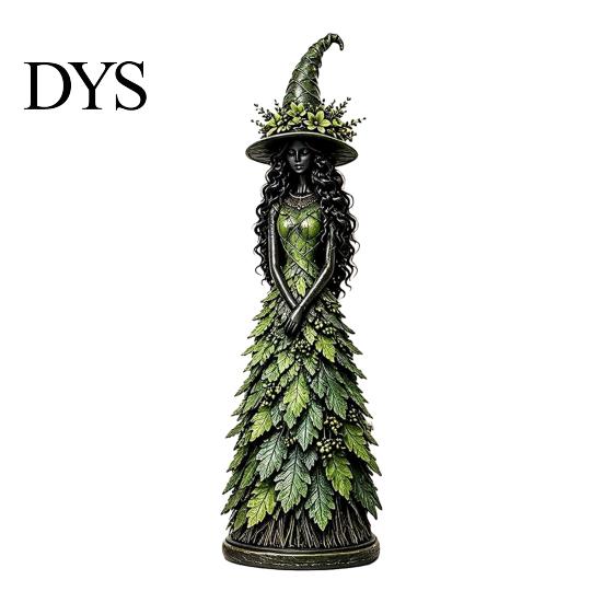 Small Witch Sculptures for Bookshelf Seasonal Figurine Ornament, Handcrafted Resin Statue Halloween Thanksgiving Holiday Party Prop Decorations
