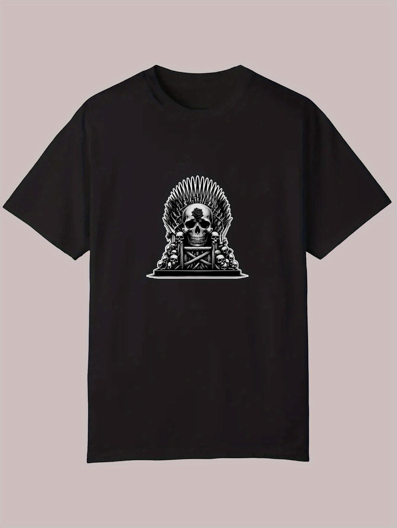 Summer Casual Graphic T-shirt - Black Skull & Crossbones Print S
