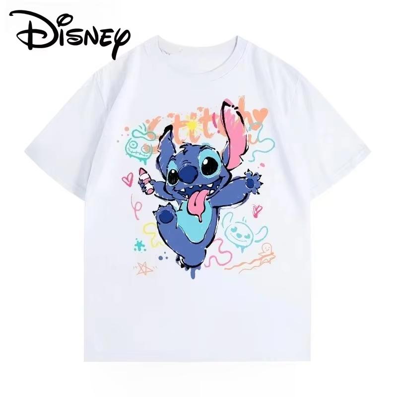 2026 New Anime Peripheral Stitch Cartoon Classic Pattern Breathable Crew Neck Top Daily Wear Short Sleeve S