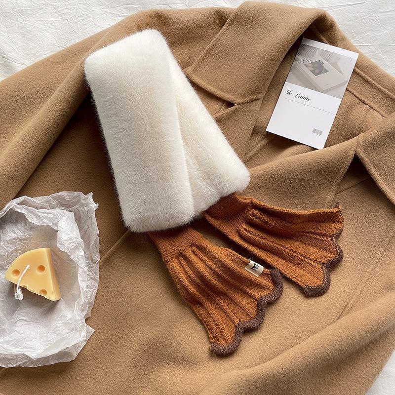 Soft waxy imitation rabbit hair knitted wool scarf female winter tide mermaid versatile student scarf