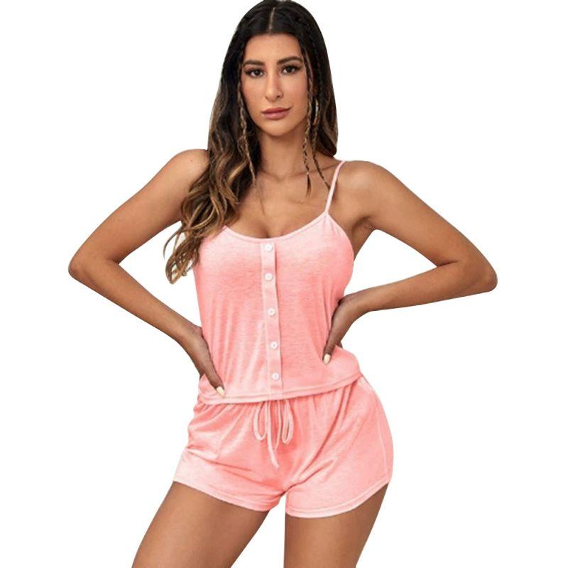 Women Suspender Vest and Shorts Pajama Set Casual Loungewear