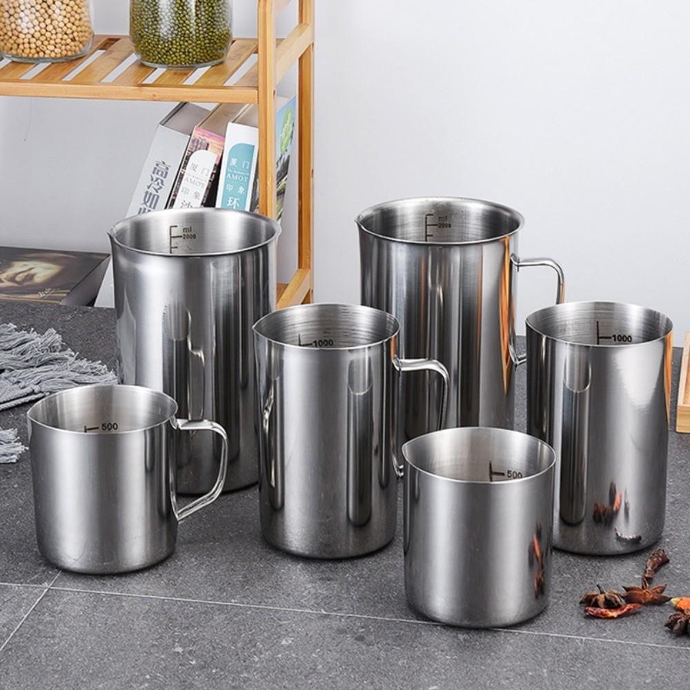 Stainless Steel Laboratory Beaker Large Capacity Scale Graduation Measuring Cups 500ml 1000ml Milk Frothing Pitcher