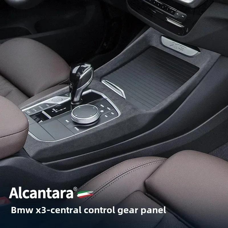 For BMW iX3 X3 G01 G45 X4 G02 2024 2025 Car Center Gear Shifter Panel Cover Alcantara Suede Wrap Interior Accessories