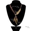 Boho Feather Decor Choker Necklace Vintage Rope Chain Ethnic Style  for Women Necklace Accessories