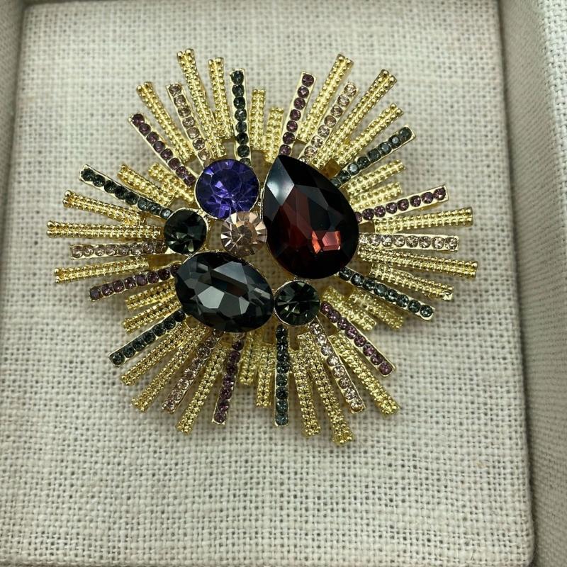 Artistic Rhinestones Brooch For Women Baroque Crystal Jewelry Vintage Lightweight Alloy Accessory For Bags Hats
