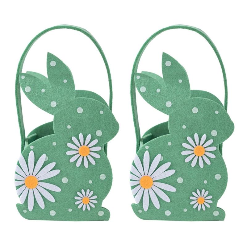

Pack Of 2 Easter Rabbit Bags Gift Bags Unique Easter Rabbit Gift Candy Bags For Snacks And Toy In Festival Styles зелёный