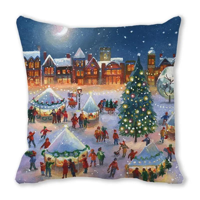 Christmas Themed Pillowcases Car Accessories Office Santa Claus Living Room Sofa Home Pillowcases