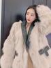 Imitation fur New winter model, imitation fox fur fur integrated coat women's medium and long plush coat suit collar