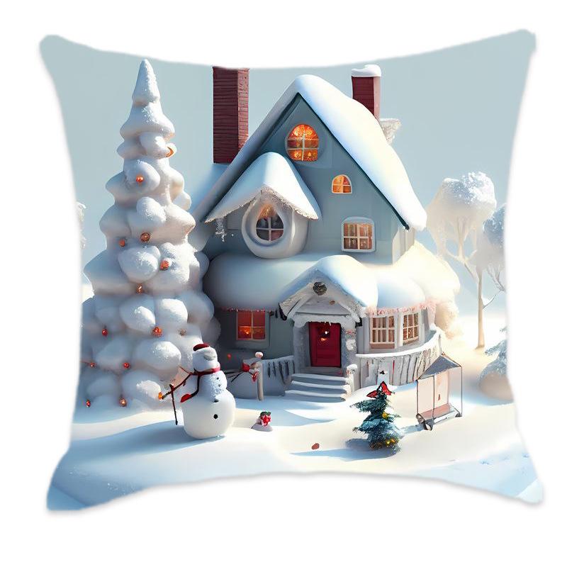 Winter Christmas Home Fashion Soft Back Cushion for Sofa & Bedroom 45x45 cm (Single-Sided Super Soft, No Core)