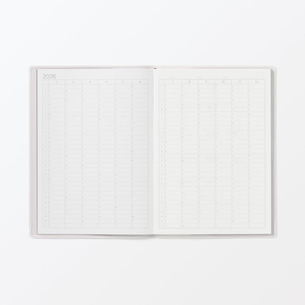 MUJI 2026 A6 Monthly Starting December White 84854323 Planner, 2025, Gray,