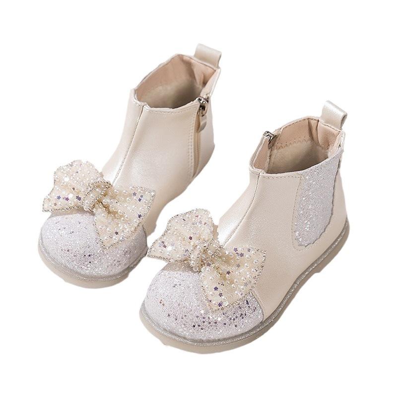 Brand Girl Boots New Sweet Princess Shoes Fashion Plush Women Winter Boots Luxury Glitter Girl Shoes Party Kids Shoezapatos Niña