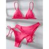Bikini Sexy 3 Pezzi Donna Monocolore Fascia Divisa Triangolo Costume da Bagno Biquini Brasiliano Femminile Costume da Bagno Estivo per Vacanze in Spiaggia