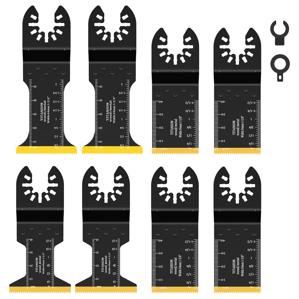 3/8Pcs Oscillating Saw Blade with Tooth Titanium Coated Multitool Metal Wood Cutting Saw Blade Universal Saw Blade Cutting Tool