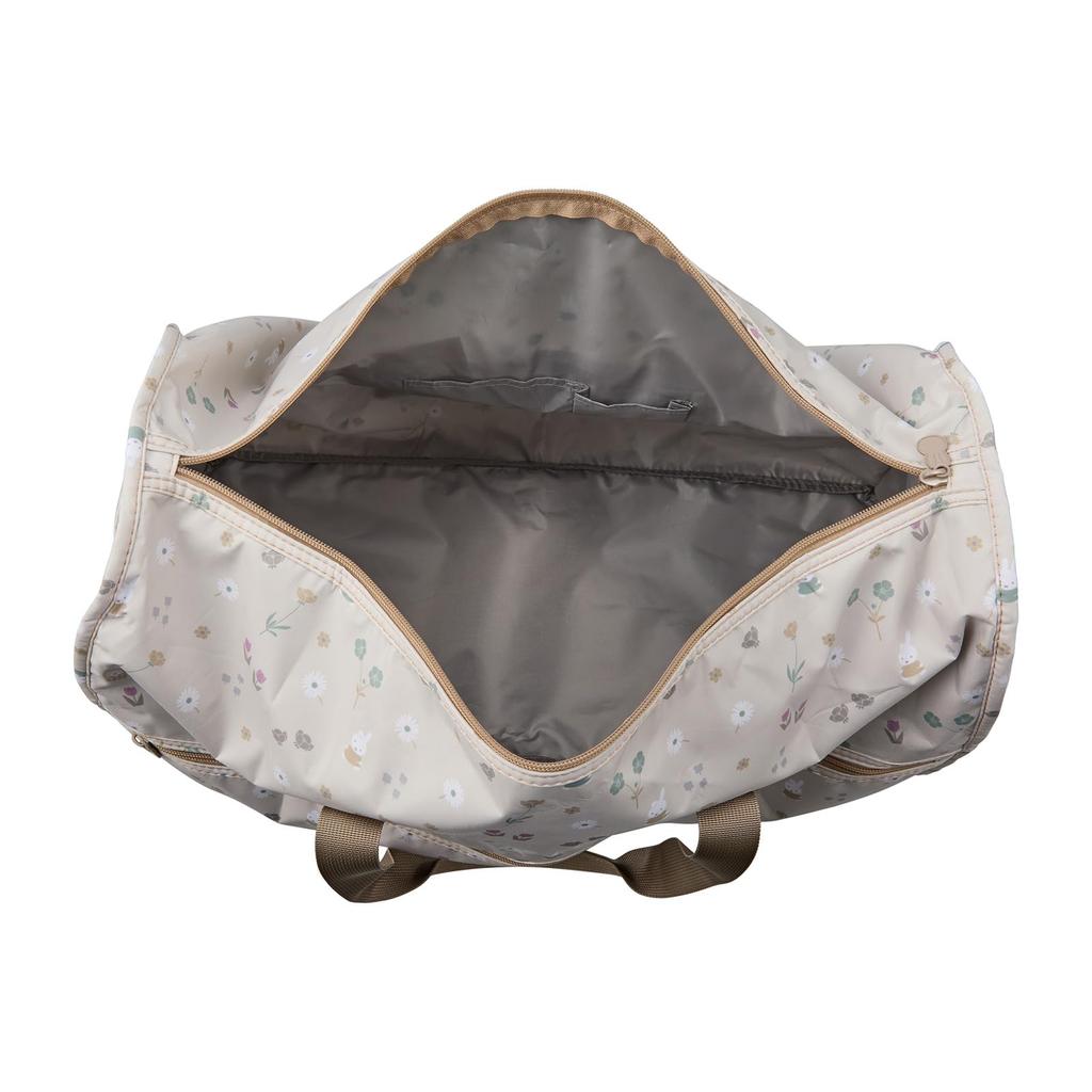 Folding Boston Bag, Large, Miffy HPL0004, B272. Greige Small Flowers