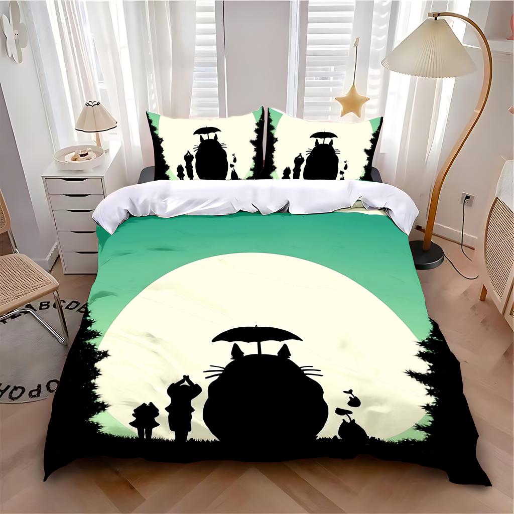 Duvet Cover Pillowcase Bedding Set Anime Cute T-Totoroes Adult Boy Girl Bedroom Decoration Children Single Double Large Size