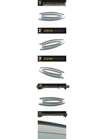 Tengyi C50 Rain Deflector: 3D Stainless Steel Bright Trim for Car Accessories