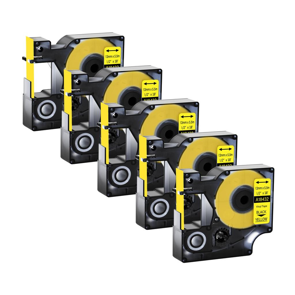 3-10PK Durable IND Vinyl Labels for Dymo A18444 A18432 18435 9/12/19mm Label Tape for DYMO Rhino 1000 3000 4200 Label Printer