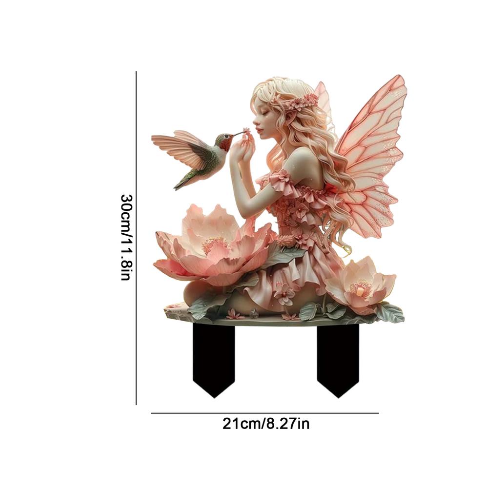 Elf Flower Pot Insert Plaque,Bohemian Fairy Flower Pot Decoration,Garden Fairy Statue, Fairy Garden Flower Pot Accessories