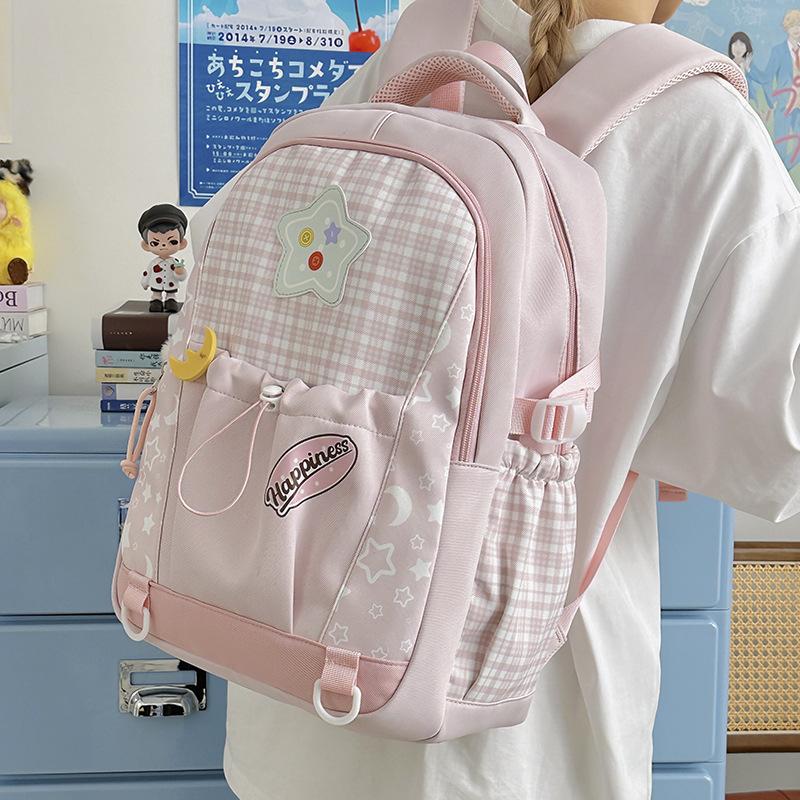 Schoolbag Japanese Small Fresh Girl Schoolbag Ins College Style Cute Backpack Junior High School Student Plaid Large Capacity Backpack