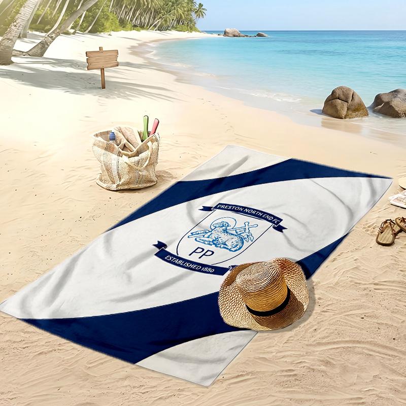 Preston North End Football Print Beach Towel, Large Soft Quick Dry Towel for Beach Camping Swimming