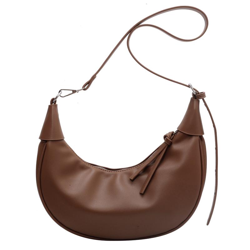 Half Moon Hobo Bags For Women  Latest Luxury Designer Handbag Soft PU Leather Pure Color Shoulder Crossbody Armpit Bag