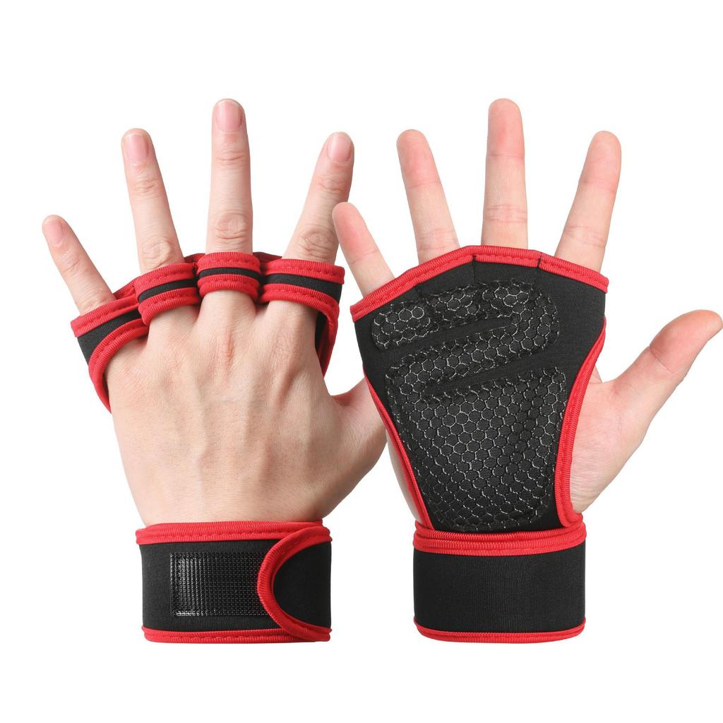 Atmungsaktive rutschfeste Fitness-Halbfingerhandschuhe mit langen Handgelenkstützen für Radfahren, Yoga und Hanteltraining
