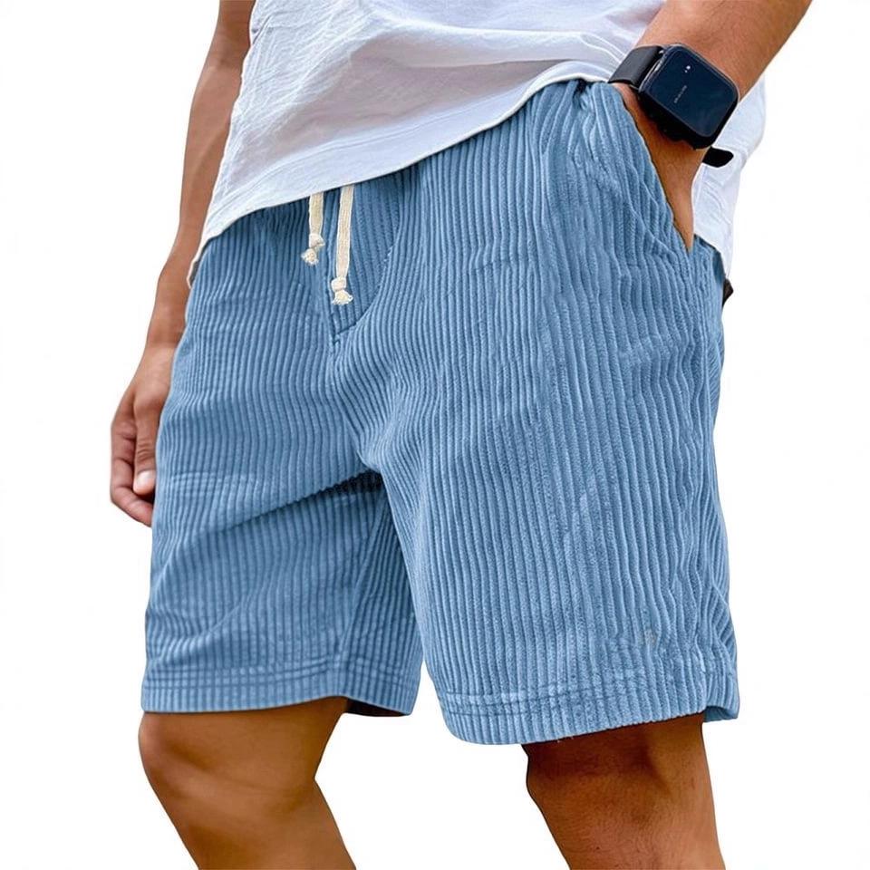 2025 Men's Retro Embroidered Logo Corduroy Drawstring Shorts