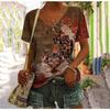 Retro T-shirt Women's Harajuku Clothes Summer Casual Short-sleeved Girl Shirt Floral Print Women's Oversized Top