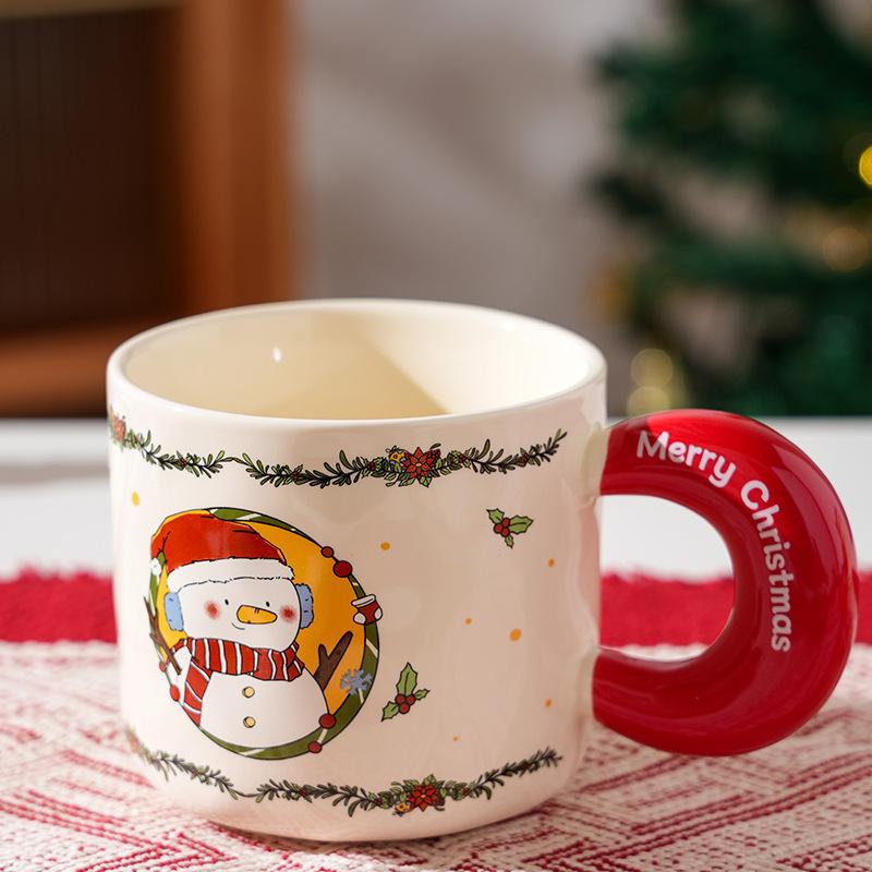 Creative Christmas Ceramic Cup With Lid Household Cute Couple Water Cup High Value Gift Souvenir