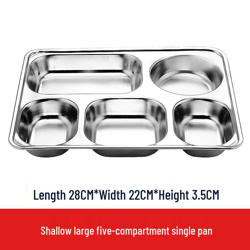 LIJIA FITMENT Stainless Steel 5-Compartment Divided Meal Tray