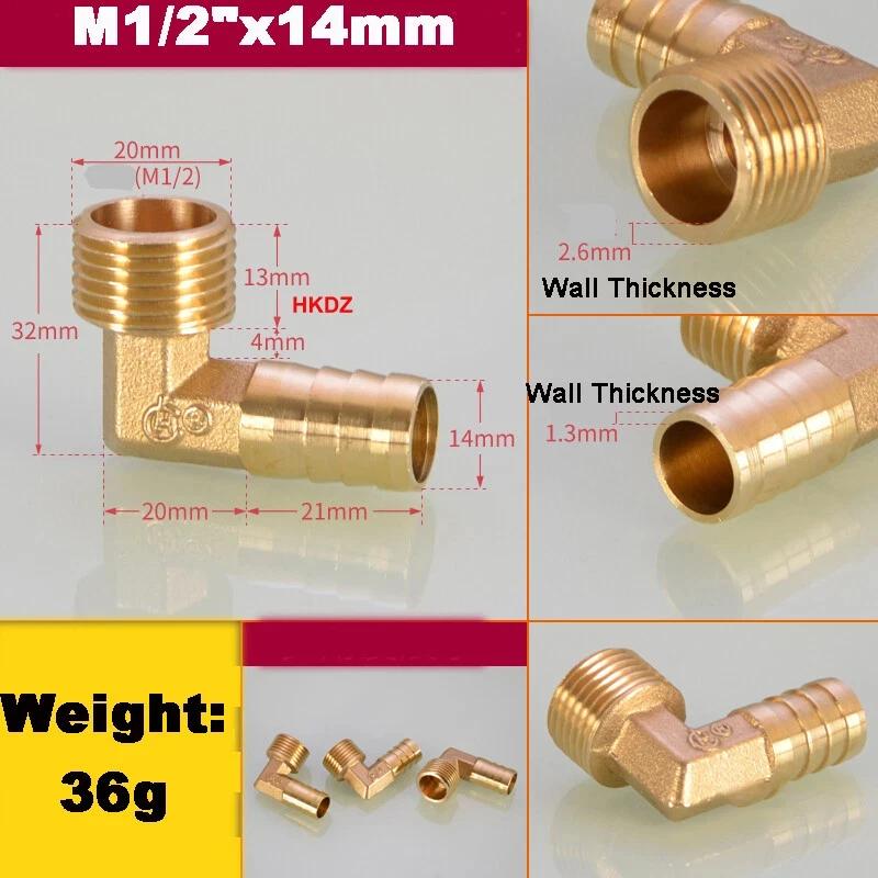 Messing 1/8" 3/8" 1/4" 3/4" BSP 90 Grad Außengewinde Winkelstück Schlauchtülle Stacheltülle Luft Gas Fitting Pagodenverbinder 6/8/10/12/14/19mm