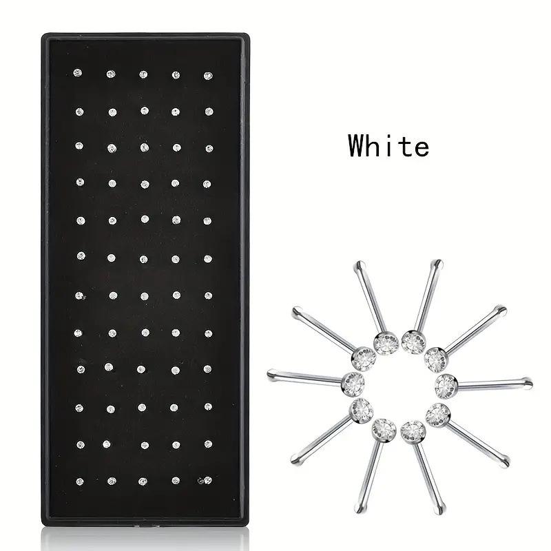 60-Piece Boxed Set: Diamond-Inlaid Stainless Steel Nose & Lip Studs - Assorted Sizes (1.5mm, 2.0mm, 2.5mm) & Colors