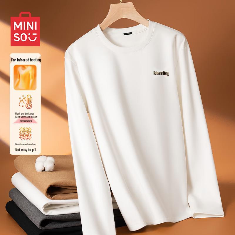 MINISO Men s Winter Fleece-Lined Thermal Long-Sleeve Tee 2XL