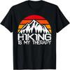 Hiking Is My Therapy  Hiking Camping Retro Sunset Hiker T-Shirt