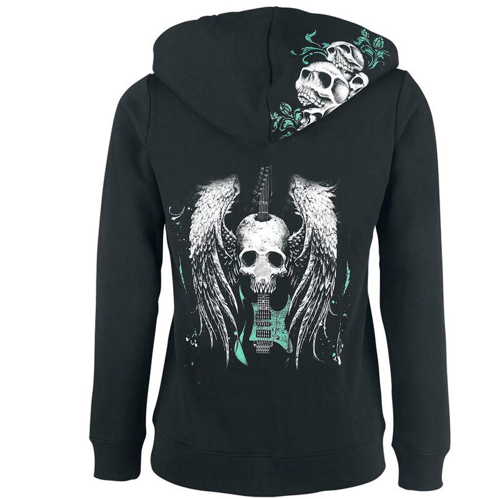 Womens Zipper Long Sleeve Print Hoodie Sweatshirt Tops Sweatshirt Coat