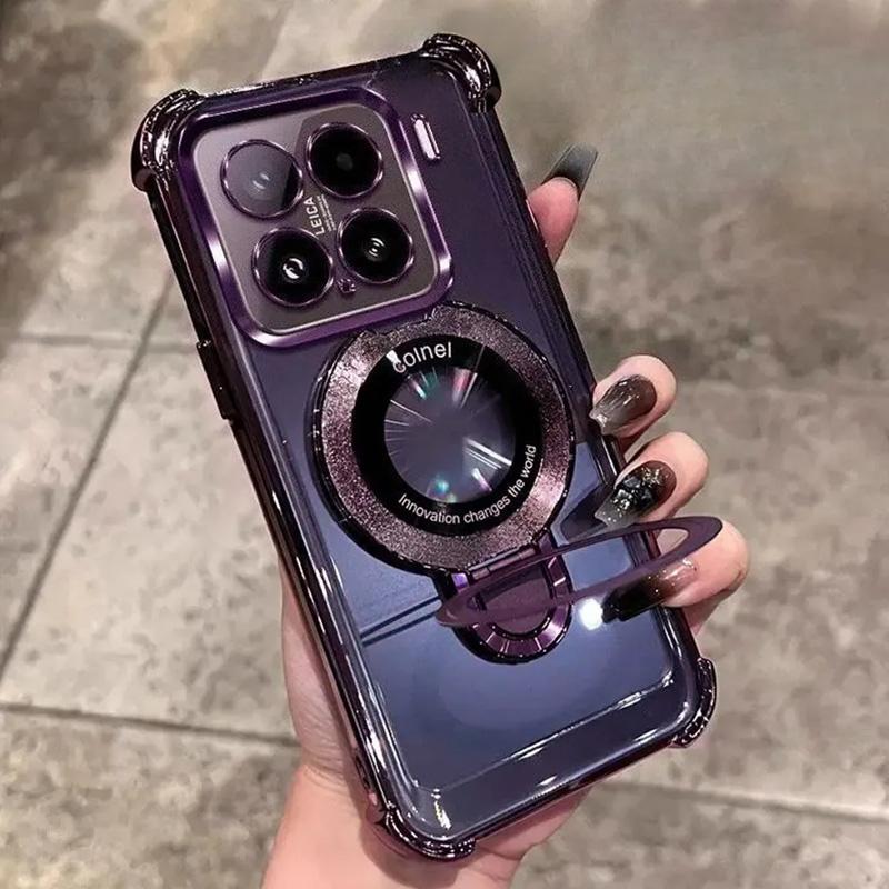 Für Xiaomi 15T Pro Hülle Stoßfest Magnetische Halterung Handyhülle Für Mi 15 T 15T 14T 13T Pro Ständer Transparent Weiche Silikonhülle