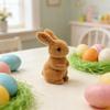 Cute Rabbit Figurine Handmade Rabbit Ornament Resin Flocked Bunny Figurine Faux Moss Easter Rabbit Ornament Table Yard Decor