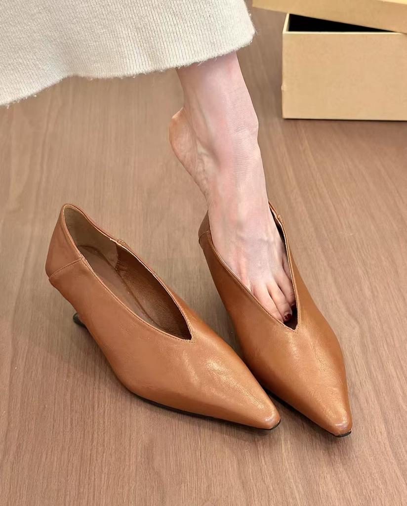 Comfortable Soft Leather Style Designer Shoes Women's Pointed Non-Slip Wedge Party Women's Shoes Outdoor Casual High Heels
