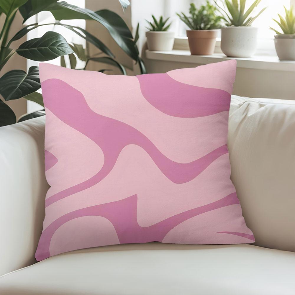 Pink Camo Square Jacquard Pillow Cover for Sofa Office Waist Cushion Cover Home Decorative Pillowcase